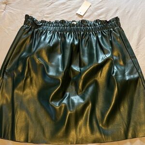 LOFT Faux Leather Mini Skirt in Deep Green